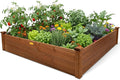 Hollyone 48" X 48" inches Wood Raised Garden Bed Frame Planters Wooden Elevated Planting Planter Box for Outdoor Herb Vegetables Flowers Grass Lawn Yard Patio - Brown 4×4ft