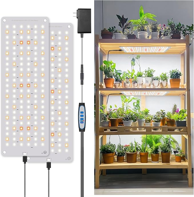 Aumtrly Grow Lights for Indoor Plants, 276 LED Full Spectrum Plant Light for Indoor Growing Seed Starting, 2 Pack Slim Grow Lamp with UL Adapter, 6/12/16H Timer, 3 Light Modes, 5 Dimmable