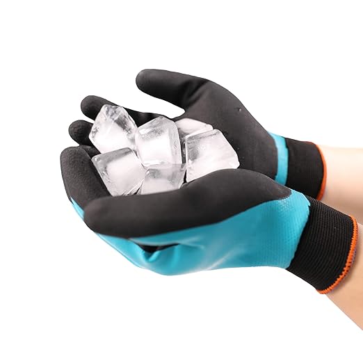 COOLJOB Waterproof Winter Freezer Gloves for Working Gardening Fishing Construction Worker, Double Coated Rubber for Warehouse Cold Refrigeration House, 1 Pair Medium Blue