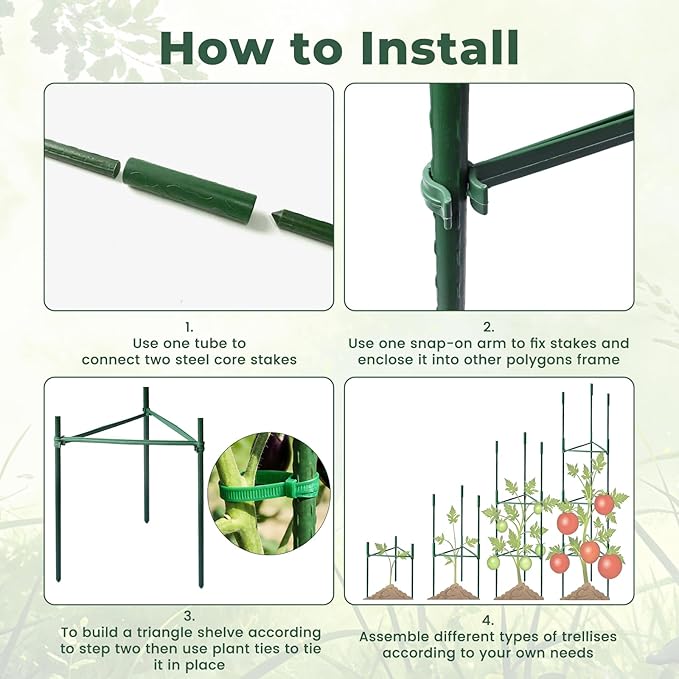 6 Pack Tomato Cages for Garden, Up to 48in Adjustable Tomato Cage, Tomato Stakes Plant Cage for Garden Plant Support, Climbing Vegetables Plants Flowers