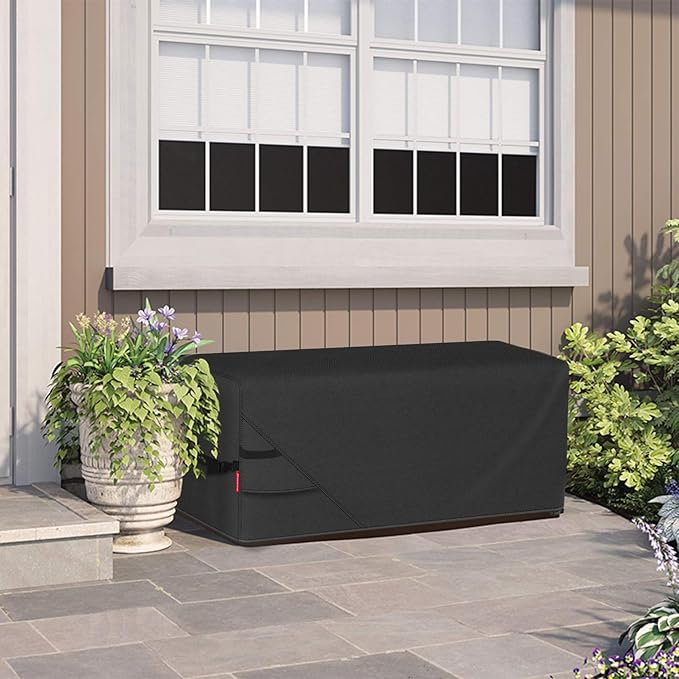 Porch Shield Patio Deck Box Storage Cover - 600D Outdoor Waterproof Cover for 150-230 Gallon Box Tear Resistant Rectangular Fire Pit Table Covers 62 x 29 x 28inch Black