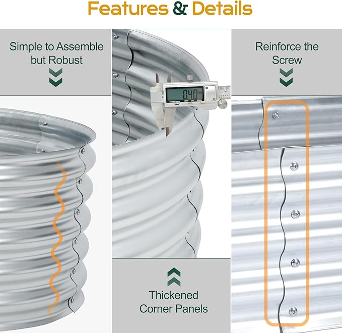 Aoodor Galvanized Raised Garden Bed Kit, 6.6 x 2.6 x 1.4 Ft, Oval Planter Box for Vegetables, Flowers, and Herbs, Outdoor Use, Silver