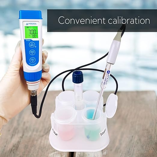 Apera Instruments PH60-MS Handheld pH Meter Tester Kit with LabSen 246-5 ATC Semi-Micro pH Electrode for Lab-Grade pH Measurement in Small Volume or Test Tubes