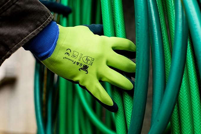 G & F Products G & F 1536M-6 Aqua Gardening Men's Gloves with Double Microfoam Latex Water Resistant Palm, Medium, 6 Pair Pack , Green