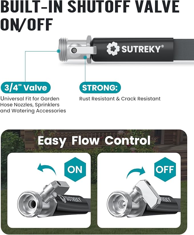 25ft Garden Hose, Ultra Lightweight All-Weather Water Hose, Durable & Flexible, Built-in Valve, Leak-free Connections, TPU Water Hose, Drinking Water Safe