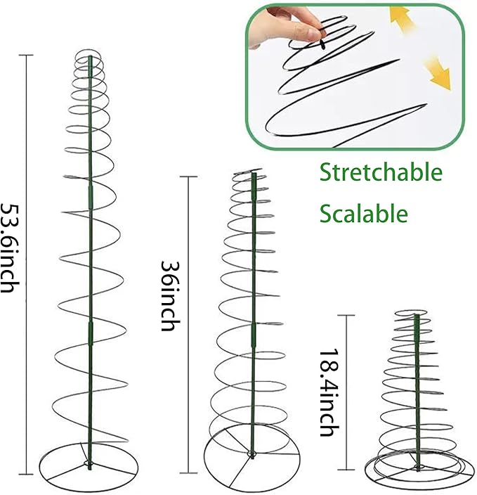 2 Pcs Tomato Cage Garden 53.6" Tall Metal Plant Cage Support Stretchable with Poles Stake Tomato Tower Garden Trellis for Vegetables Bean Climbing Plants Outdoor