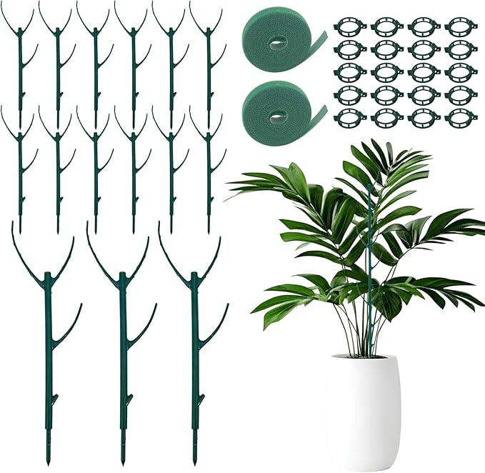 15 Pack Stackable Plant Support Stakes, Climbing Plant Support Pole, Philodendron Garden Stakes for Potted Plants, Plant Holder Stick for Monstera, Pothos