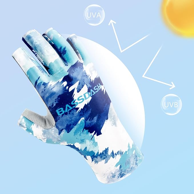 BASSDASH ALTIMATE UPF 50+ Women’s Fishing Gloves UV Sun Protection Fingerless Gloves for Kayaking Paddling Hiking Cycling Driving Shooting Training