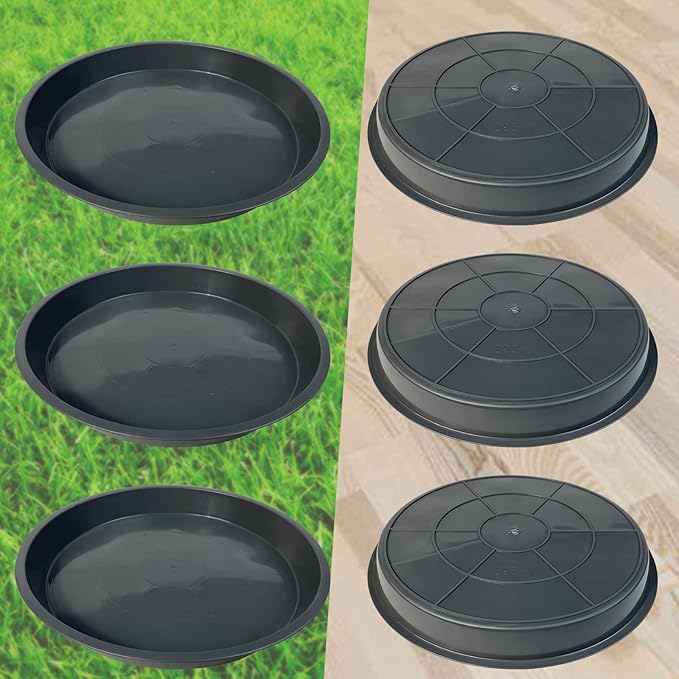 6 Pack Plant Saucer 4 6 8 10 12 14 16 18 20 22 Inch Plastic Plant Tray, Sturdy and Durable Flower Pot Container Accessories Plant Pot Saucers for Indoor and Outdoor (14 Inch, Gray)