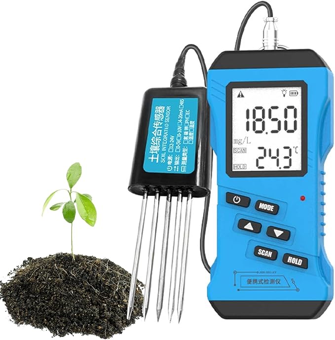 7-in-1 Rapid Soil Tester,Digital Soil Npk Level Tester,Soil Moisture Sensor Meter,Backlit LCD Garden Soil Test Kit for Lawn,Ph, Moisture,Nutrient Conductivity,Ec Meter,Soil Fertility Test