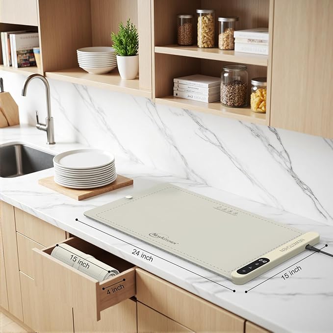 Warming Mat for Food, (XL 24"x15") Food Warming Mat for Countertop Upgrade Graphene Fast Full Surface Heating -Versatile Food Warmer for Gatherings, Parties, Everyday Use
