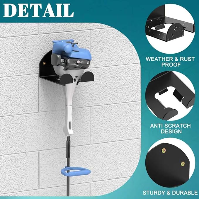 (2 Pack) Garage Organizer Trimmer Rack, Wall Mount Garden Power Tool Hanger Weed Holder,Weed Wacker Wall Rack Garage Tool Organizer for Grass Trimmer, Hedge Trimmer,Garage Tool