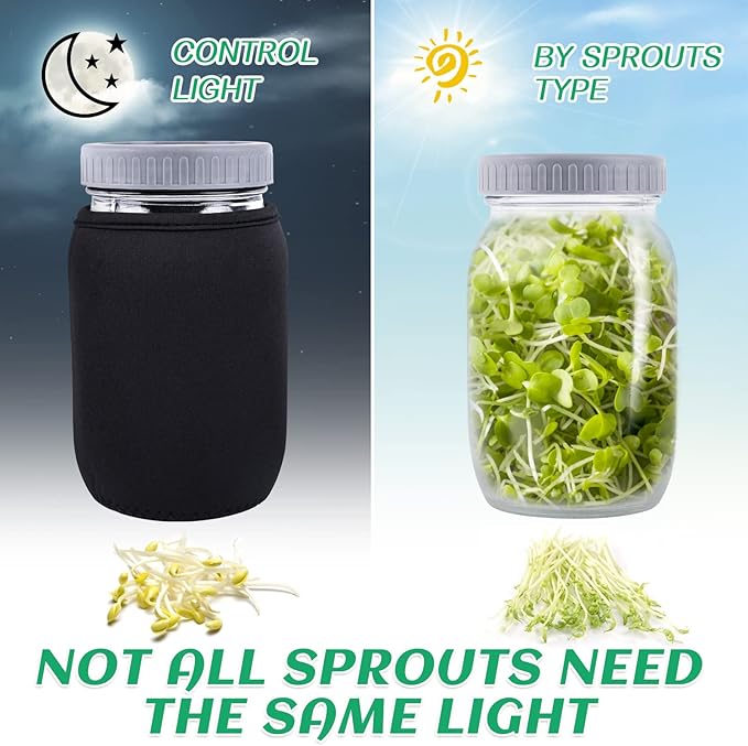 Kikerike Seed Sprouting Jar Kit with 2 Wide Mouth Mason Jars Bean Sprouts Growing Kit Microgreens Growing Jar with Mesh Screen Lids Sprouter Sprouts Maker for Growing Broccoli, Alfalfa, Mung Bean