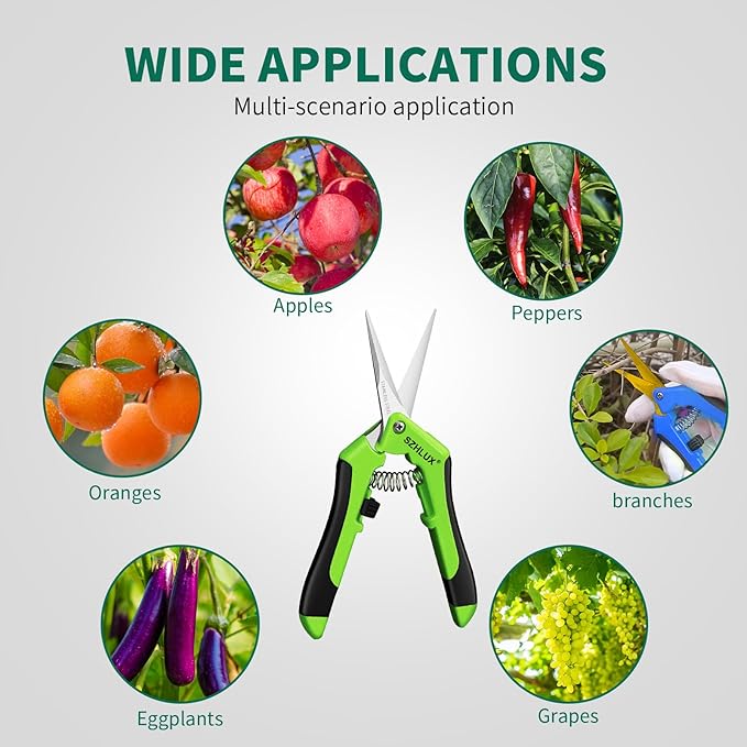 SZHLUX 1-Pack Pruning Shears, 6.5'' Gardening Hand Pruner, Professional Pruning Scissors with Straight Stainless Steel Precision Blades