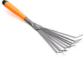 Steel Hand Rake Soil Tiller with Ergonomic Handle, Small Leaf Rake Great for Gardening, Cultivating, Garden Sweep Yard Flower Beds