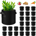 24 Pack 3 Gallon Plant Grow Bags, Thickened Nonwoven Fabric Pots with Handles, Vegetable Planter Bags Containers, Cloth Planters for Garden Vegetable/Flower/Plant/Fruits Outdoor (Black)