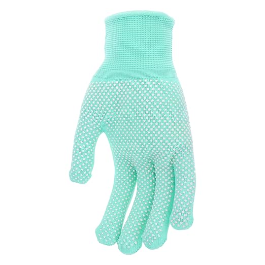 Mud - Women's Everyday Mud, Mini-Dot Palm, 2 PK, Nylon Knit, Lightweight Garden Gloves, Saffron & Mint Colored, Medium/Large (MD35001M-WML2P)