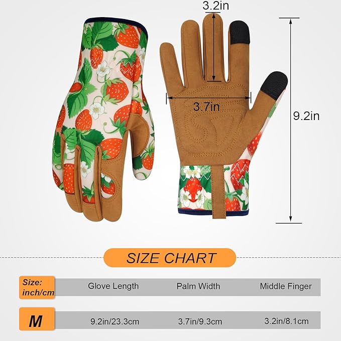 Leather Gardening Gloves for Women Thorn Proof Garden Gloves Touch Screen Working Gloves Gifts,M