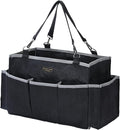 Denifiter Waxed Canvas Tool Pouch,1 Large Capacity Tool Storage Tote & 8 External Slots, 15 X 9.8 X 7.8 inch Muti-Purpose Tool Bag with Adjustable Shoulder Strap | Black