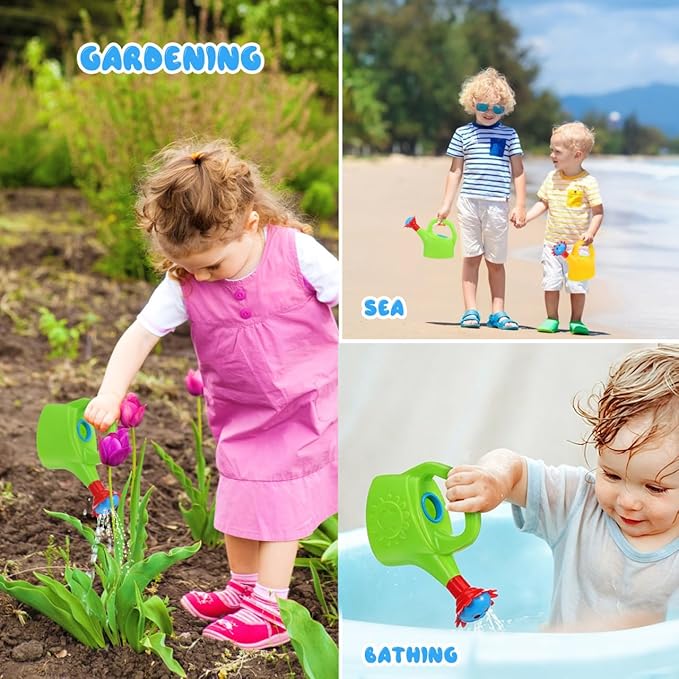 DOITOOL Mini Watering Cans, 2pcs Small Plastic Watering Can Set, Educational Toy Watering Kettle for Kids Bathing, Gardening, Outdoor Play (Random Color)