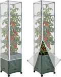 2 Pcs Garden Bird Netting Plant Cover for Square Tomato Cage, 59" x 17.7" Insect Bird Barrier Tomato Cage Net with Zipper & Drawstring, Tomato Trellis Netting Protection Cover for Protecting Plants