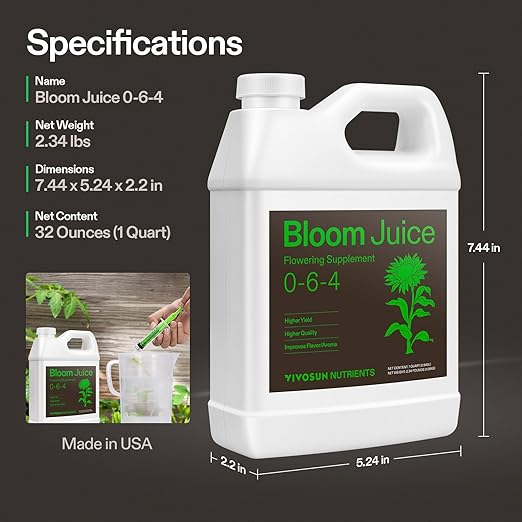 VIVOSUN All-in-One Concentrated Plant Additive NutriBoost (0-0-1) All-Purpose Liquid Fertilizer and Bloom Juice (0-6-4), Flowering Supplement Liquid Fertilizer for Flowering Stage, Concentrated Plant