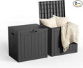 35 Gallon Outdoor Storage Box, Large Resin Deck Box for Patio Cushions, Garden Tools, Pool Accessories, Waterproof and Lockable Design, Storage Bench for Backyard & Deck(Black)