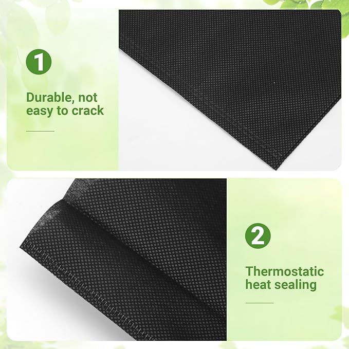 GREANER Black Nursery Growing Bags, 40 PCS Breathable Non-Woven Garden Grow Bags, Outdoor Reusable Plant Seeding Bags for Tree, Vegetable, Flower, Seeds, Plant Grow(12.2x11.4 Inch)