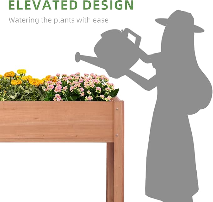 40x20x31 inch Raised Garden Bed with Legs, Elevated Wooden Planter Box for Outdoor Plants Flowers Fruits Vegetable Herb Growing