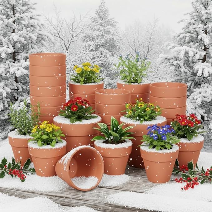 YESIACE 24 Pack 4 Inches Terracotta Plant Pots, Terra Cotta Planter with Drainage Holes, Perfect for Planting, Painting, Weddings and Parties (4inch/Original Color)