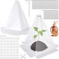 Garden Cloches for Plants, 50 Pack Plastic Small Plant Seedling Protector, Reusable Clear Bell Covers with 100pcs Metal Stakes, Mini Greenhouse Against Sun, Frost, Snails, Birds, 7.8" x 11"