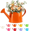 White Watering Can Metal, 1 Gallon Matte Galvanized Metal Watering Can, Vintage Sprinkling Tin Watering Can for Indoor Outdoor Plants, Flowers Garden Indoor Outdoor (Orange)