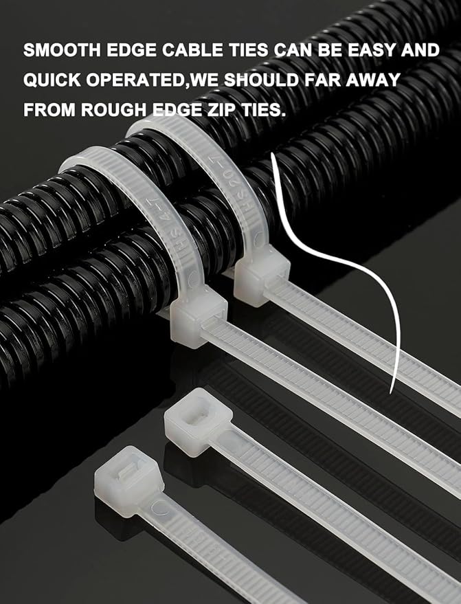 HS 24 Inch Zip Ties Black 200 Pounds Wide Straps (Case of 500 Pack) Nylon PA66 UV Resistant Extra Heavy Duty,Self-Locking Large Long Electrical Plastic Cable Wire Zipties for Outdoor Use,Multi Purpose
