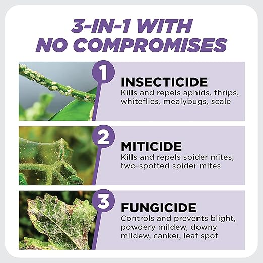 Earth's Ally 3-in-1 Plant Spray for Pests and Disease - Organic Insecticide, Fungicide and Spider Mite Control - OMRI Listed Indoor Outdoor Garden Spray - Safe for Pollinators, Kids and Pets - 32 oz