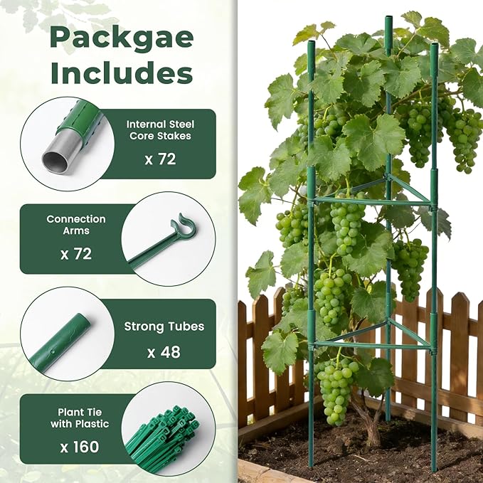 8 Pack Tomato Cages for Garden, Up to 48in Adjustable Tomato Cage, Tomato Stakes Plant Cage for Garden Plant Support, Climbing Vegetables Plants Flowers
