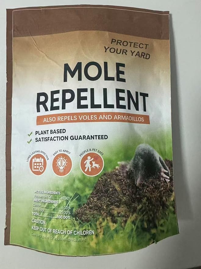 Mole Repellent Outdoor,Vole Repellent,Groundhog Repellent Outdoor,Mole Control,Mole Deterrent for Yard,Safe for Family, Pets & Plants,Lasts up to 60 Days - 8P