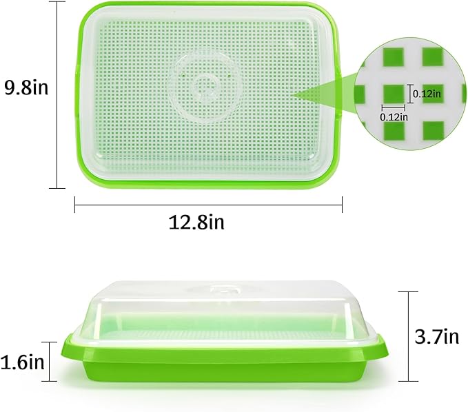 Pack of 6 Microgreens Growing Kit, Microgreen Trays for Seed Sprouter, Sprouting Tray with Lid for Growing Fresh Sprouts, Wheat-Grass, Alfalfa Seed Germination (Microgreens Growing Kit)