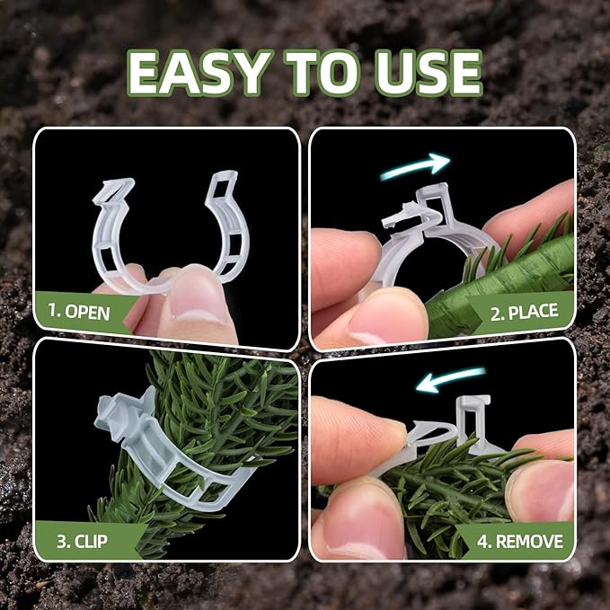 600Pcs Tomato Clips, Plant Clips Plastic Trellis Clips Garden Plant Clips for Tomatoes, Cucumbers, Vines, Reusable Garden Clips to Make Plants Grow Upright, Indoor Outdoor Gardening Supplies