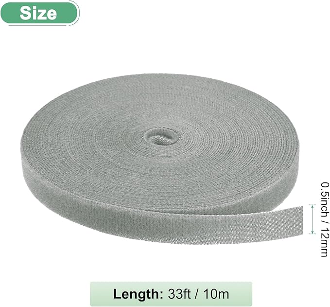 1-Roll Garden Plant Tape, 33 ft x 0.5 in Garden Hook and Loop Plant Ties Multi-Purpose Use Adjustable and Reusable Twist Wire Tape for Plants/Flowers/Vines [Grey]