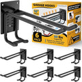 6 Pack Garage Hooks 10 INCH Heavy Duty Two-Tier Steel Shed Wall Mount Workshop Garage Storage Tool Organizer Hooks for Hanging Garden Tool, Hose, Ladder, Chairs, Bikes with Anti-Slip Coating