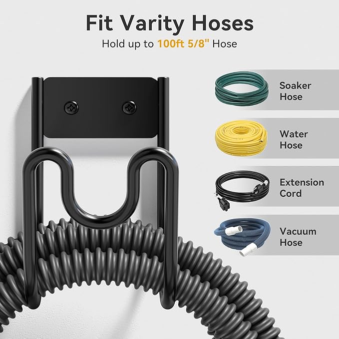 Garden Hose Holder Wall Mount - Water Hose Hanger Heavy Duty Hose Rack for Extension Cords Vacuum Hose