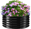 17" Tall Round Outdoor Garden Raised Garden Bed Kits-0.8MM Thick Metal Raised Planter Bed/Ground Planter Box for Variety of Flowers,Herbs,Vegetables,Trees (Black, 40 Dia X 16.5 inches)