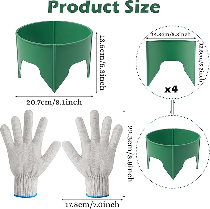 10pcs 7 Inch Planting Grow Rings, Round Edging Spliceable Protective Pest-Planting Rings for Vegetable Herb Flower, Circular Landscape Adjustable Plant Support Circle Protector for Watering