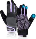 Womens Work Gloves XSmall Working Gloves for Women Work Gloves with Grip Touch Screen,Breathable Mechanic Working Gloves Lightweight Purple XS