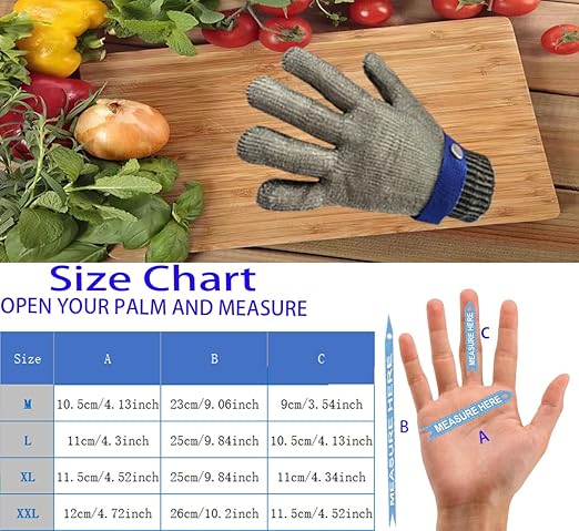 ANSI A9 Cut Resistant Gloves, Upgrade 2.0Food Grade 316Stainless Steel Wire Mesh Metal Gloves,Cutting Gloves Kitchen, Oyster Shucking, Fillet Cutting,Meat Cutting and Metal Processing(L-1PCS)