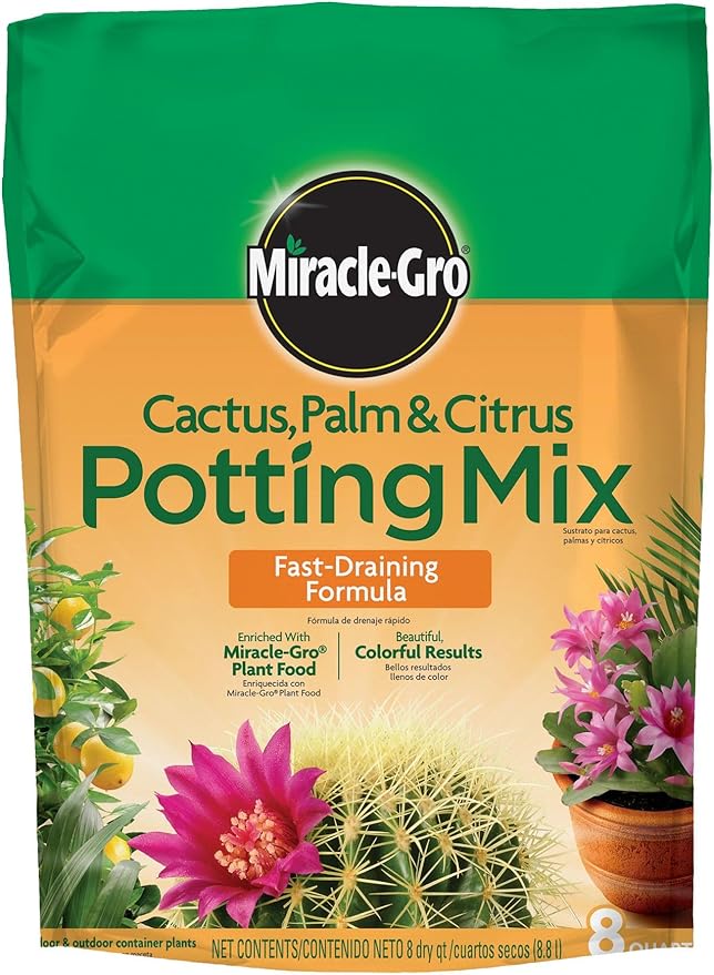 Miracle-Gro Cactus, Palm and Citrus Potting Mix, For Indoor or Outdoor Potted Plants, Great for Succulents, 8 qt.