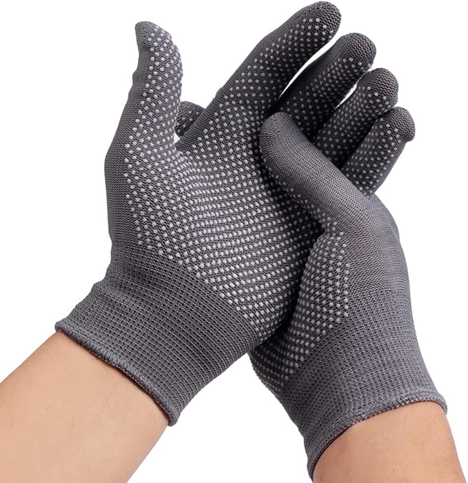12Pairs Work Gloves Anti-slip Knitted Stretchy Cloth Glove Thin Moist Glove Liners