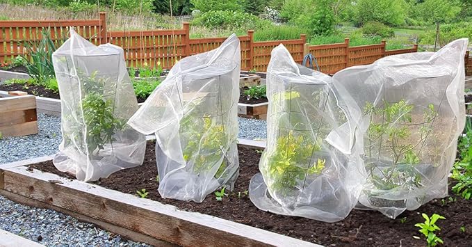 2 PCS Garden Plant Netting Cover for Fruits Tree, Garden Netting Pest Barrier with Drawstring 6 x 6.6 ft Insect Bird Barrier Netting for Garden Protection Tomato Blueberry Bush Netting Cover Bag