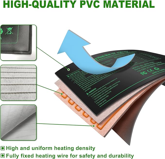 Seedling Heat Mat with Built-in Temperature Controller, 10" x 20.75" Waterproof Plant Heating Pad with Thermostat MET-Certified Warm Mat for Hydroponic,Germination, Indoor Gardening, Greenhouse