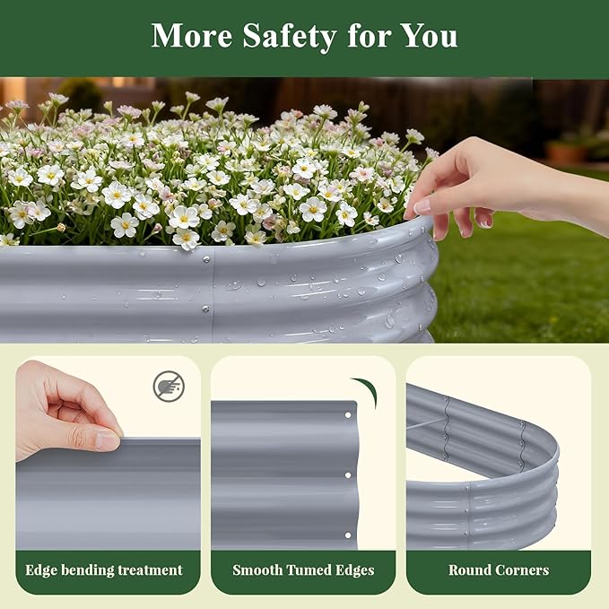 2 Pack 6x3x1ft Raised Garden Bed, 12" Tall Galvanized Metal Raised Beds for Gardening, Rust Resistant Elevated Garden Bed, Planters Box Kit for Outdoor Plants Vegetables Flowers Herbs Tomatoes, Grey